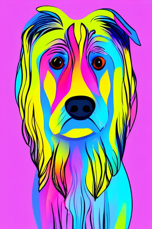 Image similar to minimalist boho style art of a colorful dog, illustration, vector art