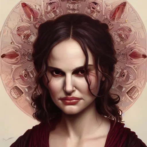 Image similar to anger hell evil smile, natalie portman and whoopie goldberg, intricate, elegant, highly detailed, digital painting, artstation, concept art, smooth, sharp focus, illustration, art by artgerm and greg rutkowski and alphonse mucha and william - adolphe bouguereau