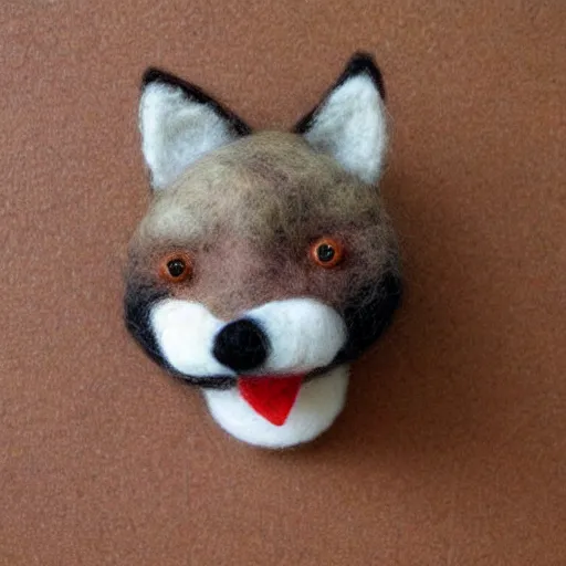 Image similar to a needle felted coyote, needle felting art.