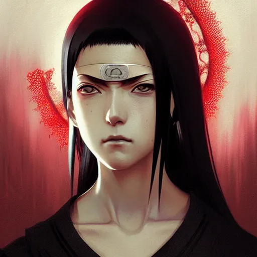 Image similar to itachi sharingan, highly detailed, digital painting, artstation, concept art, sharp focus, illustration, art by greg rutkowski and alphonse mucha