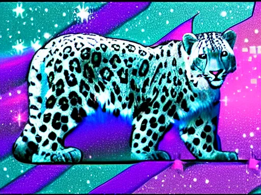 Image similar to mac os x snow leopard wallpaper, vaporwave style