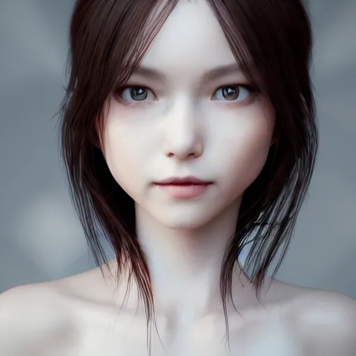 Prompt: a cute girl in white dress, by ruan jia, by yun ling, happy expression, smile, unreal engine, 3 d render, 8 k, closeup headshot, smooth, trending on artstation, digital illustration, black hair