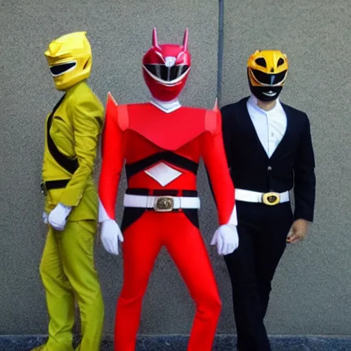 Prompt: power rangers wearing three piece suit and tie
