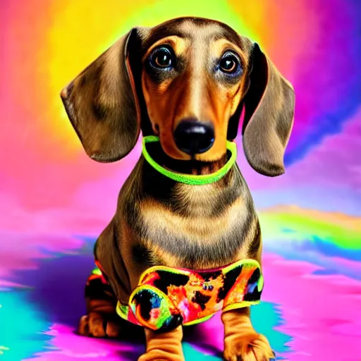 Prompt: lisa frank dachshund