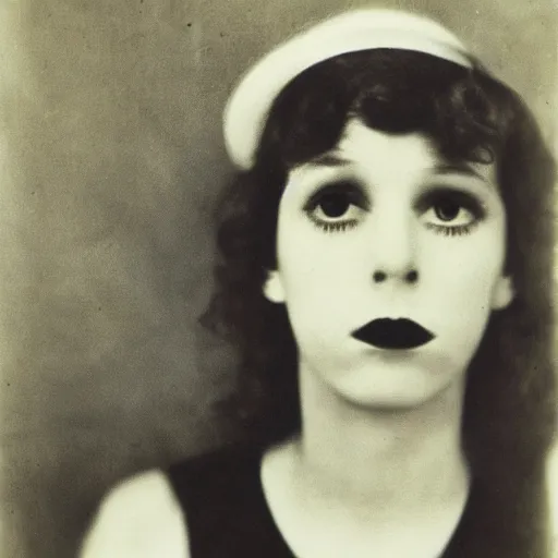 Prompt: photo portrait of a cabaret young female photo by Diane Arbus and Louis Daguerre