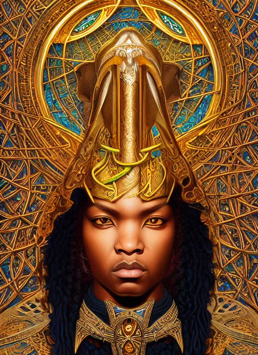 Image similar to : horus fantasy, fantasy magic, , intricate, sharp focus, illustration, highly detailed, digital painting, concept art, matte, jahbu art and Paul lewin and kehinde wiley, masterpiece