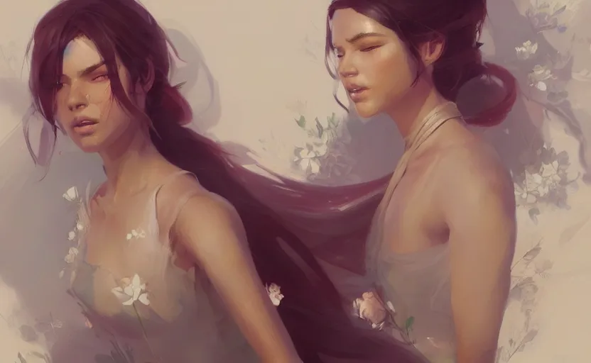 Prompt: a painting of jasmine trending on artstation in the style of greg rutkowski, beautiful, sensual, flower, portrait, adorable, osdd, alter