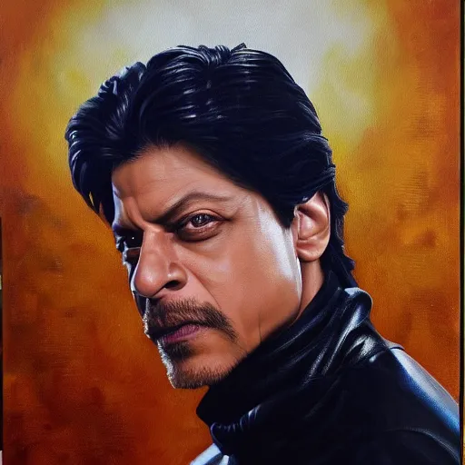 Image similar to a realistic painting by Raffaello Sanzi depicting Shahrukh Khan with the head of the symbiotic Metalder in the Renaissance,smooth,Sharp focus, trending on Artstation.