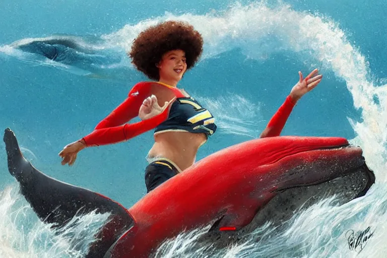 Prompt: a whale who loves patrick mahomes and the nfl by greg rutkowski, rossdraws, gil elvgren, enoch bolles, anime, very coherent