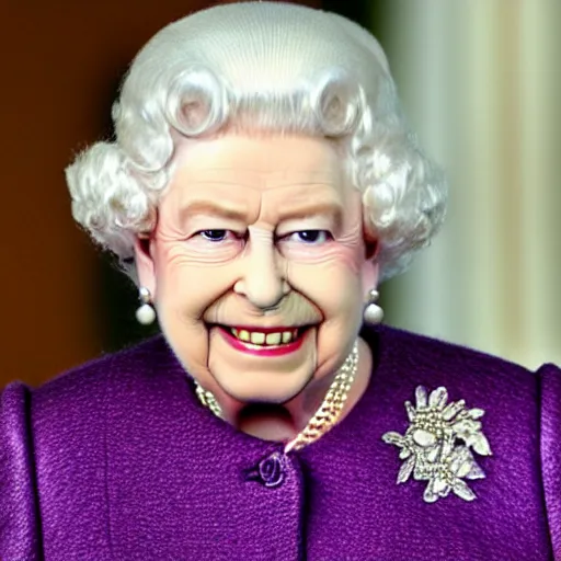 Image similar to picture of queen Elizabeth the lizard person