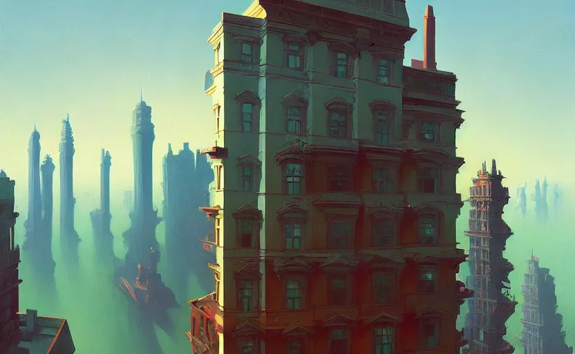 Prompt: A victorian city built on the clouds , very coherent, painted by Edward Hopper, Wayne Barlowe, painted by James Gilleard, airbrush, art by JamesJean