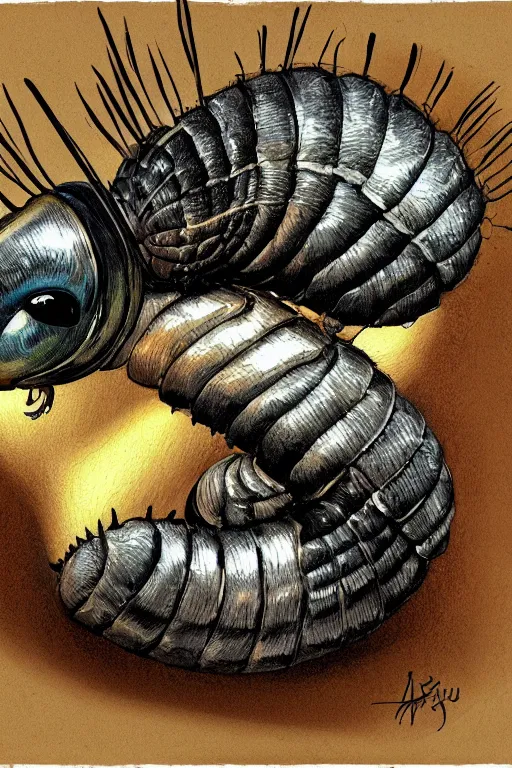 Image similar to an armadillidium, highly detailed, digital art, sharp focus, trending on art station, anime art style