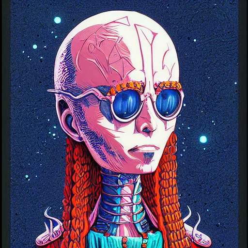 Image similar to original jean giraud digital art painting pastel goth aesthetic, creepy kawaii, highly detailed, highly intricate, tom whalen