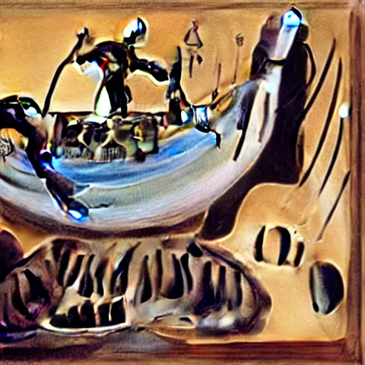 Image similar to sharks in the persistence of memory of salvador dali