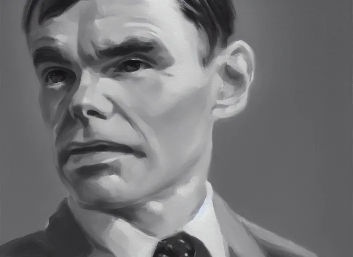 Prompt: alan turing, oil painting by jama jurabaev, extremely detailed, brush hard, artstation, for aaa game, high quality, brush stroke