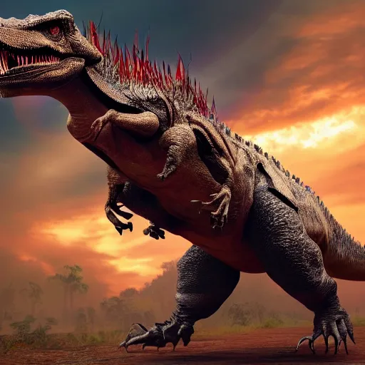 Prompt: Studio photograph of Donald Trump riding a full body T-Rex, ultra realistic, concept art, intricate details, highly detailed, photorealistic, octane render, 8k, unreal engine,