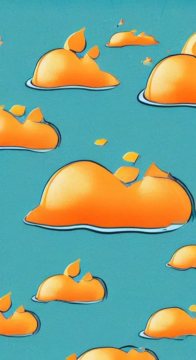 Image similar to orange floating island cartoon app background artwork, digital art, award winning