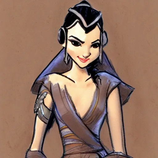 Image similar to milt kahl sketch of victoria justice as princess padme from star wars episode 3