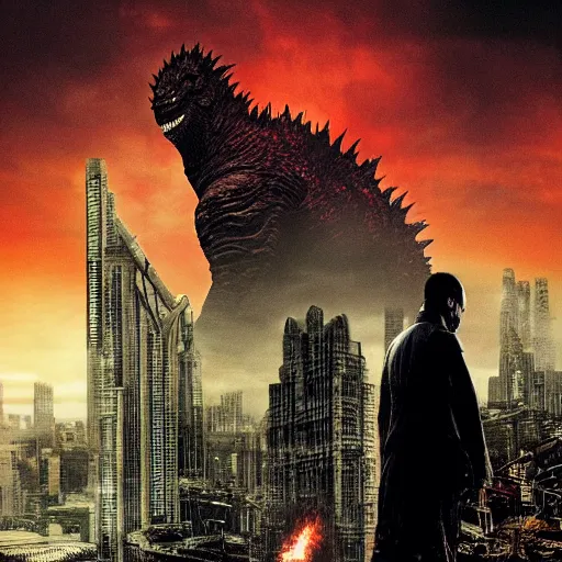 Image similar to dark tower, godzilla, overgrown, last day alive