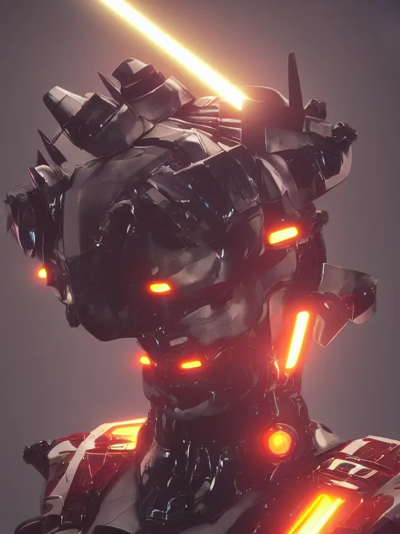 Image similar to fine portrait of 6 hands mecha samurai with plasma power, high detail, cinematic lightning, octane render, artstation