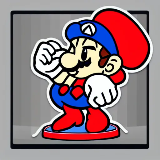 Image similar to svg sticker of a Pop-Wonder SuperMario, Mario-Wearing-a-red-hat, at a rave, spinning records, giant headphones rocking out, wearing headphones, huge speakers, dancing, rave, DJ, spinning records, digital art, amazing composition, rule-of-thirds, award-winning, trending on artstation, featured on deviantart