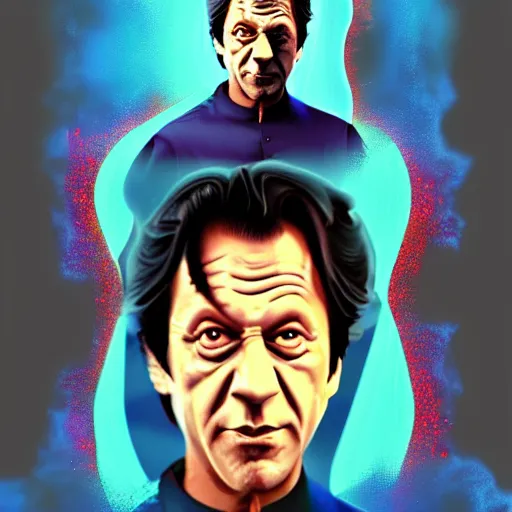 Prompt: Imran Khan as an evil mastermind taking over the world, digital art