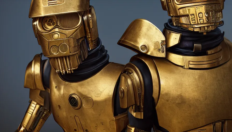 Image similar to c 3 - p 0 as a clockwork man, rule of thirds, beautiful detailed face, ultra realistic, concept art, intricate details, serious, highly detailed, photorealistic, octane render, 8 k, unreal engine, detailed oil painting.