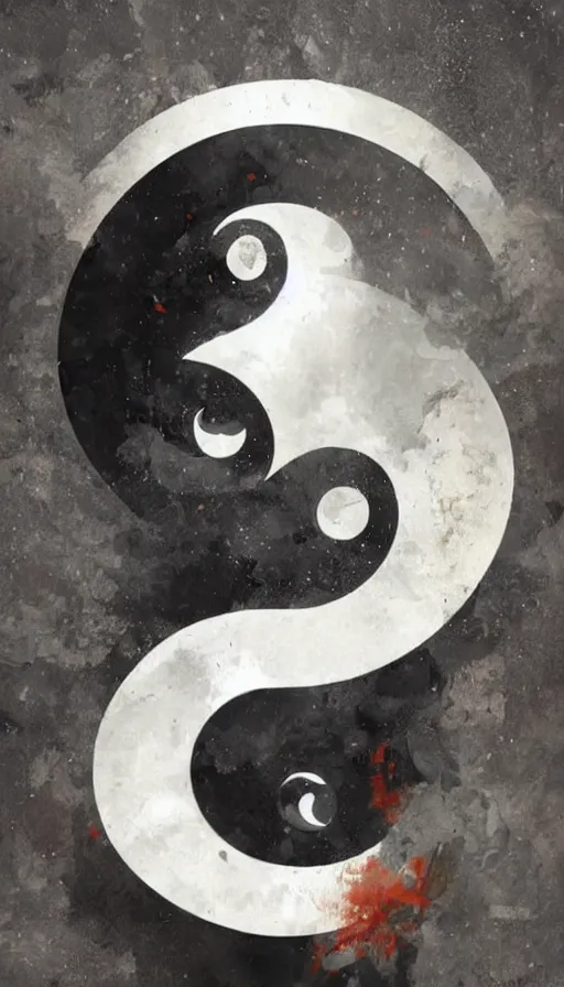 Image similar to Abstract representation of ying Yang concept, by Greg Rutkowski