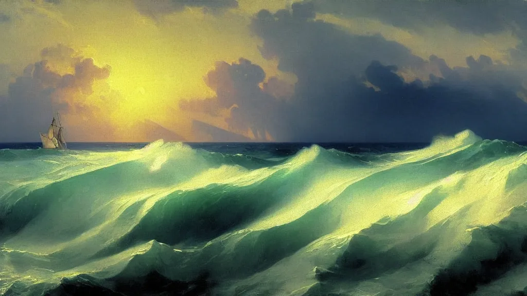 Prompt: ocean waves by ivan aivazovsky, by joaquin sorolla, 4 k resolution