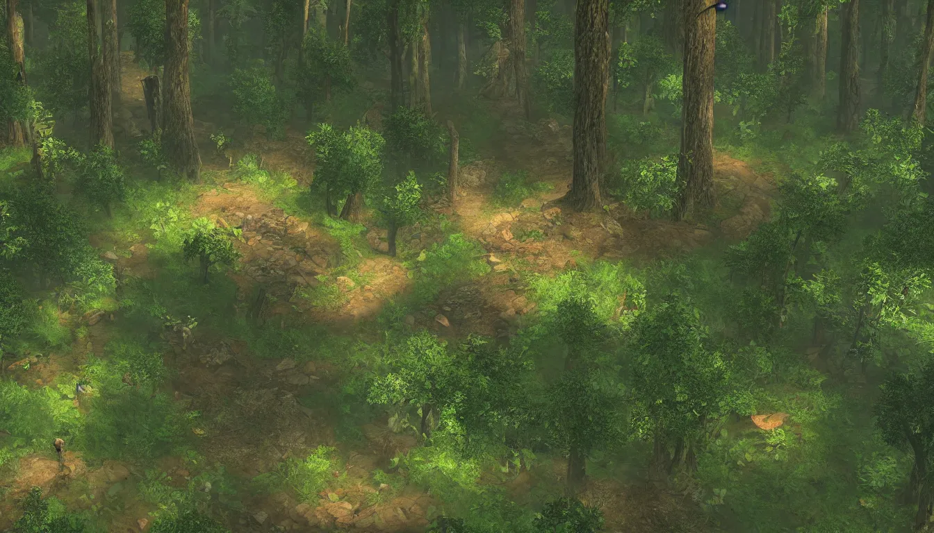 Image similar to a clearing in a forest, VGA graphics, high detail, adventure game