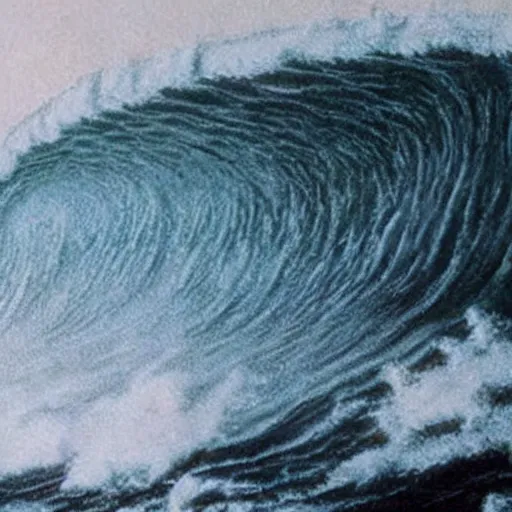 Prompt: a suburban living room obliterated by a gigantic wave, matte painting, establishing shot