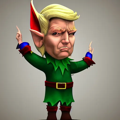 Image similar to fantasy elf wizard that looks like president donald trump, trending on art station