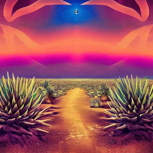 Prompt: hallucinated visions in the desert, surreal, psychedelic, photorealistic, hd