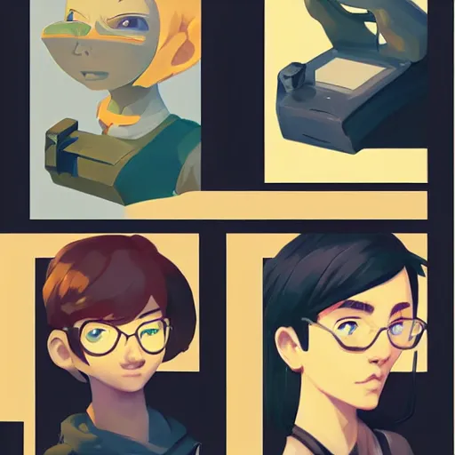 Image similar to face icon stylized minimalist game boy sp, loftis, cory behance hd by jesper ejsing, by rhads, makoto shinkai and lois van baarle, ilya kuvshinov, rossdraws global illumination