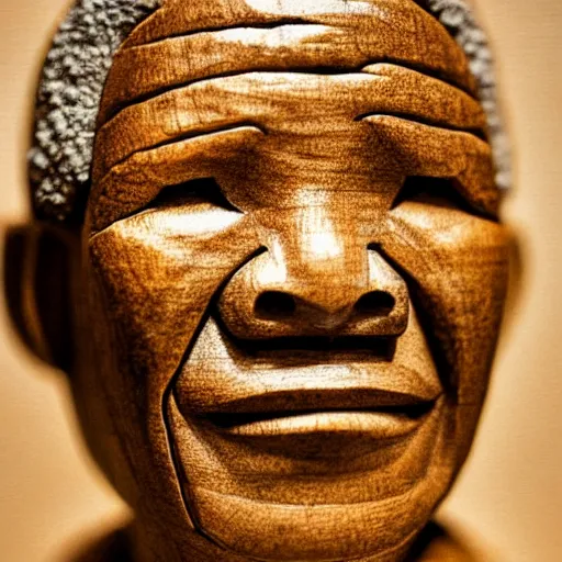 Image similar to intricate mandela carved from wood, photograph, studio lighting