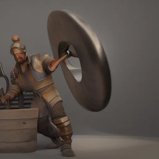 Image similar to Blacksmith creates new element with hammer, arnold render, ultrarealistic, bloom, mythic