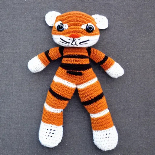 Image similar to crochet tiger wearing a jumper