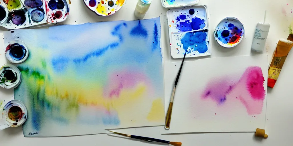 Prompt: a beautiful watercolor painting with lots of exciting things happening