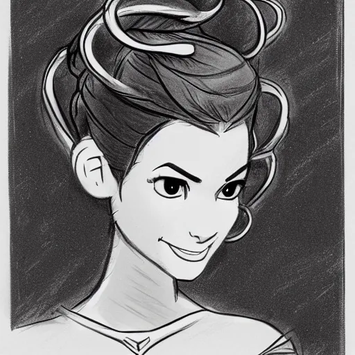 Image similar to milt kahl sketch of victoria justice with tendrils hair style as princess padme from star wars episode 3