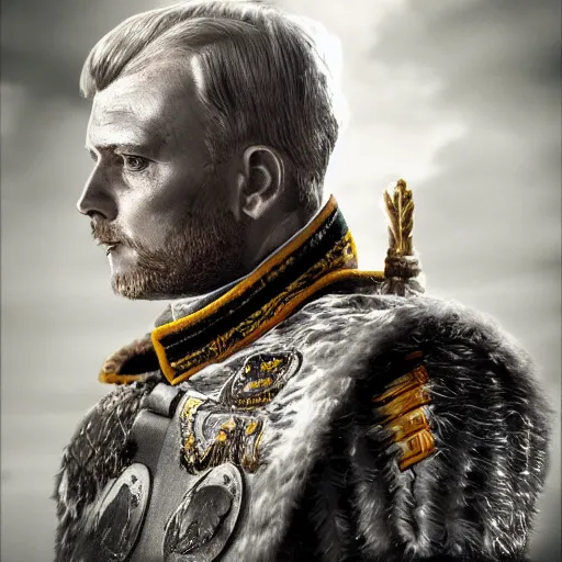 Prompt: Swedish king as a warhammer soldier, poster, cinematic, photoreal, octane, 8k, realistic