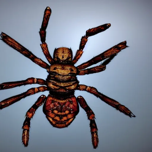 Image similar to an absolutely jacked, ripped, shredded spider with wings, hd, photorealistic, cinematic lighting