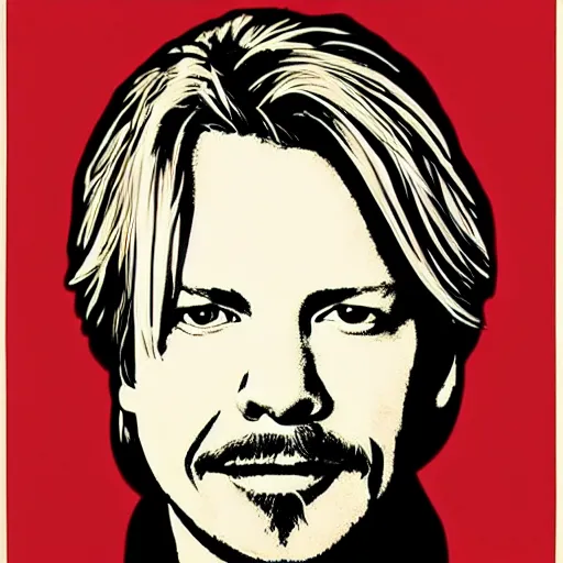 Prompt: david spade poster by shepard fairey
