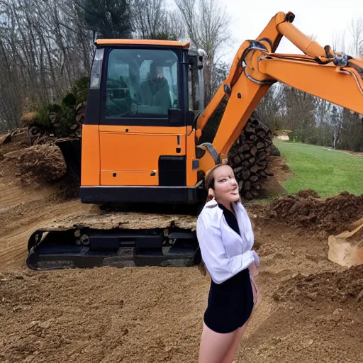 Image similar to snow - white driving an excavator