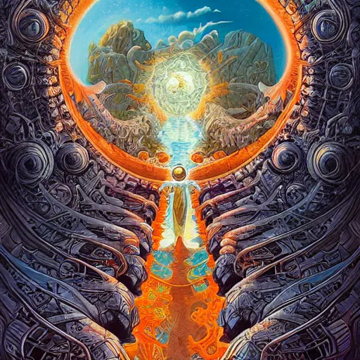 Image similar to art by john stephens, moebius, tristan eaton, andreas rocha, android jones, stephen gammell, rob gonsalves, benoit mandelbrot