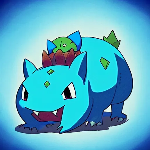 Prompt: a blue bulbasaur ~ water powers ~ amazing ~ trending ~