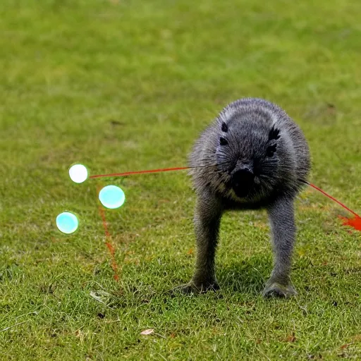 Prompt: new zealand animal kiwi shooting lasers out of its eyes