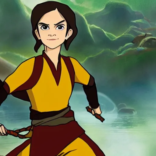 Image similar to Emma Watson in Avatar: the last airbender, designed by Bryan Konietzko