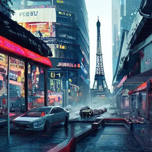 Prompt: cyberpunk paris 2 0 7 0