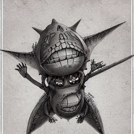 Image similar to bloatfly digimon yugioh creature by shaun tan, style of john kenn mortensen