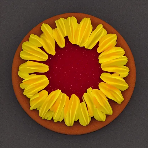 Prompt: yellow beautiful tulip growing from a pizza, 8 k, 3 d render